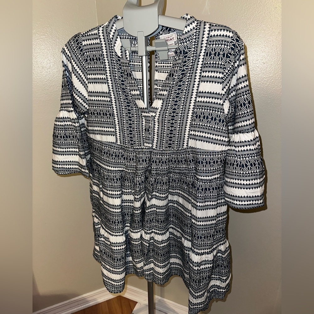 Ariat Savanna Dress Blue and White Striped Mini Dress - Picture 5 of 11